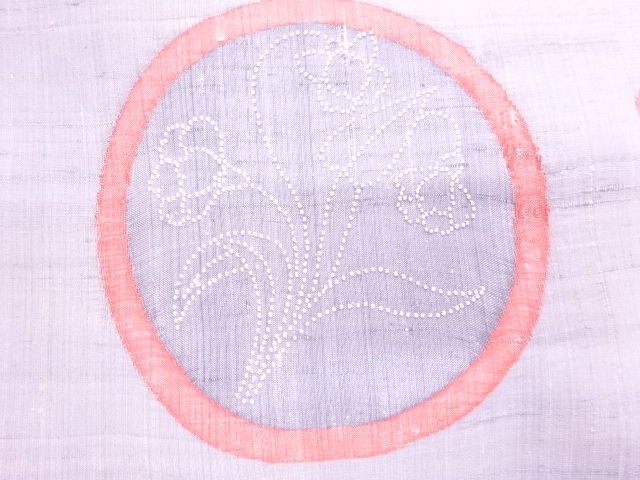 アンティーク　相良刺繍草花模様手織紬作り帯